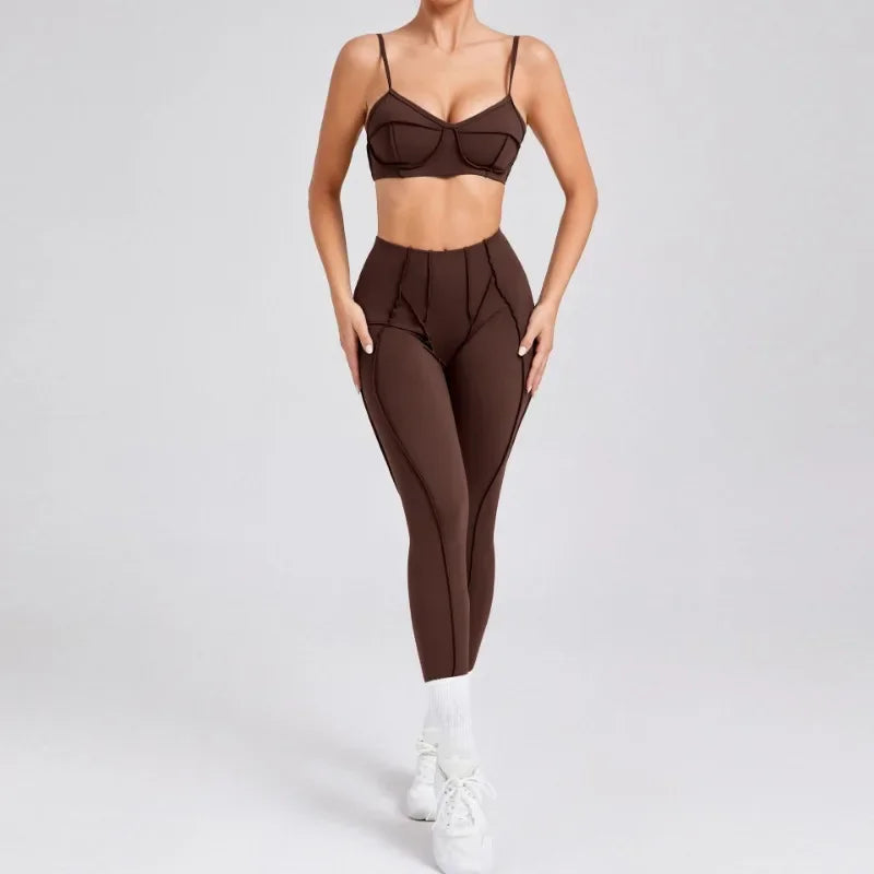 Women Yoga Set Sports Bra and High Waist Shorts Fitness Outfit