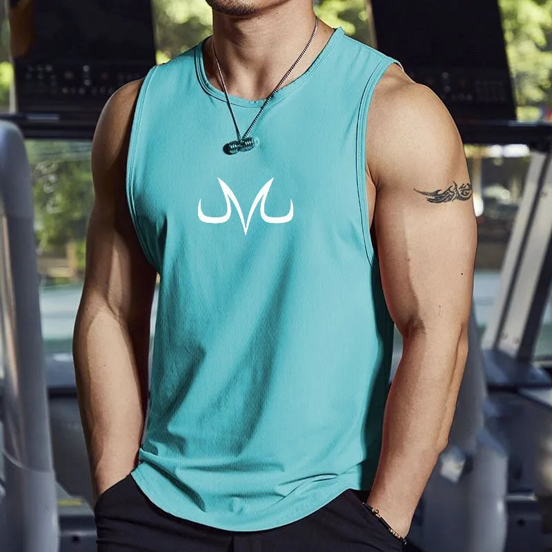 Men Anime Fitness Sleeveless Gym Shirt