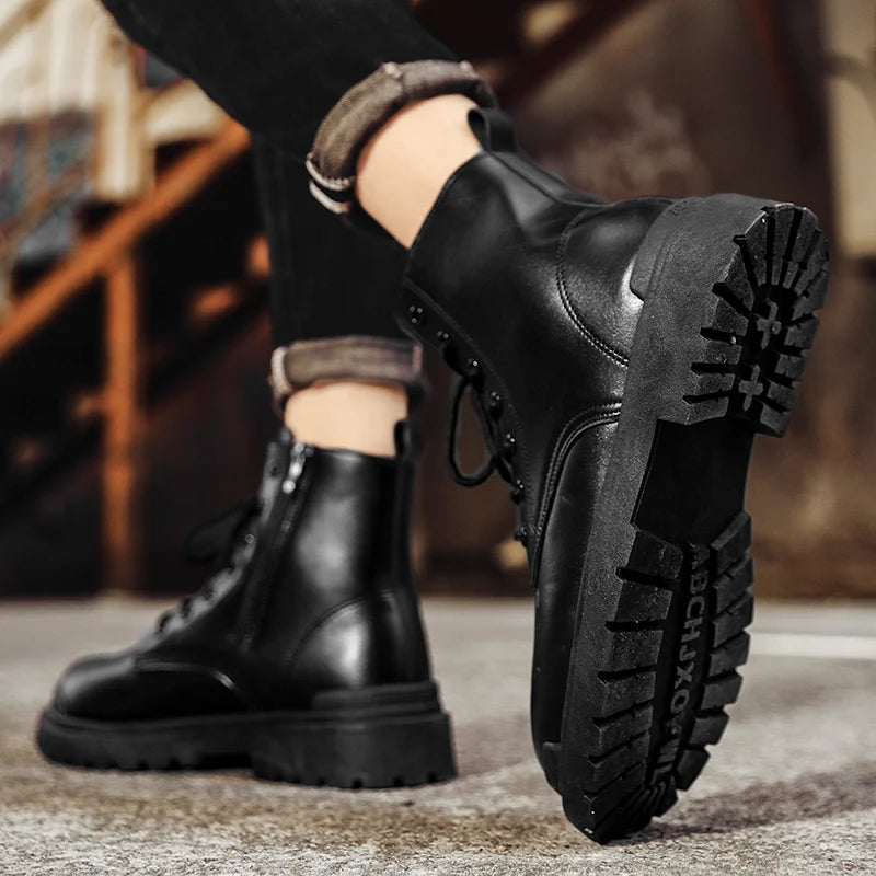 Men's Leather Boots Four Seasons Outdoor Casual Hiking Boots Retro Fashion Work Boots Thick Bottom Ankle Boots Anti-slip 2024
