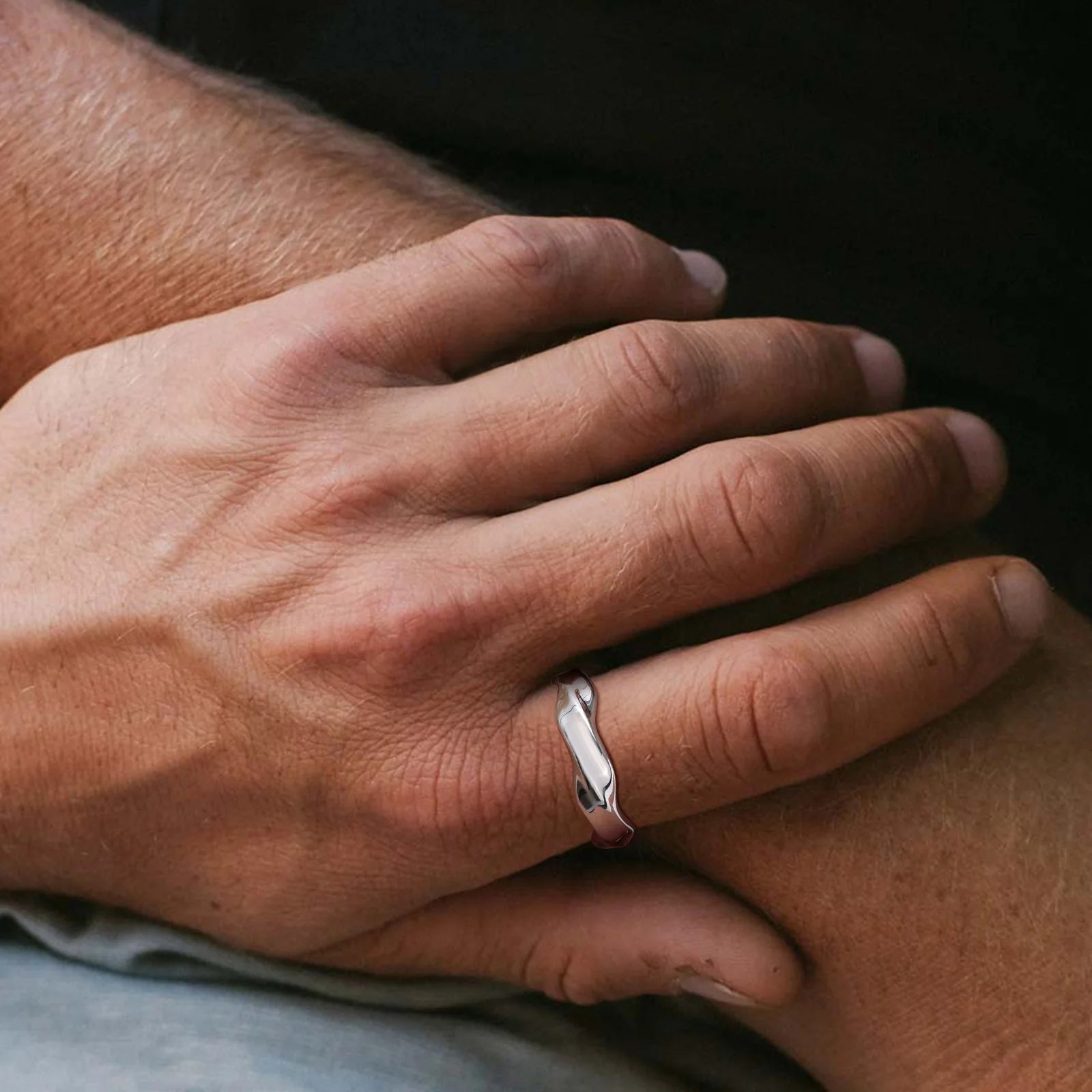 Men Vnox Twisted Stainless Steel Mobius Ring
