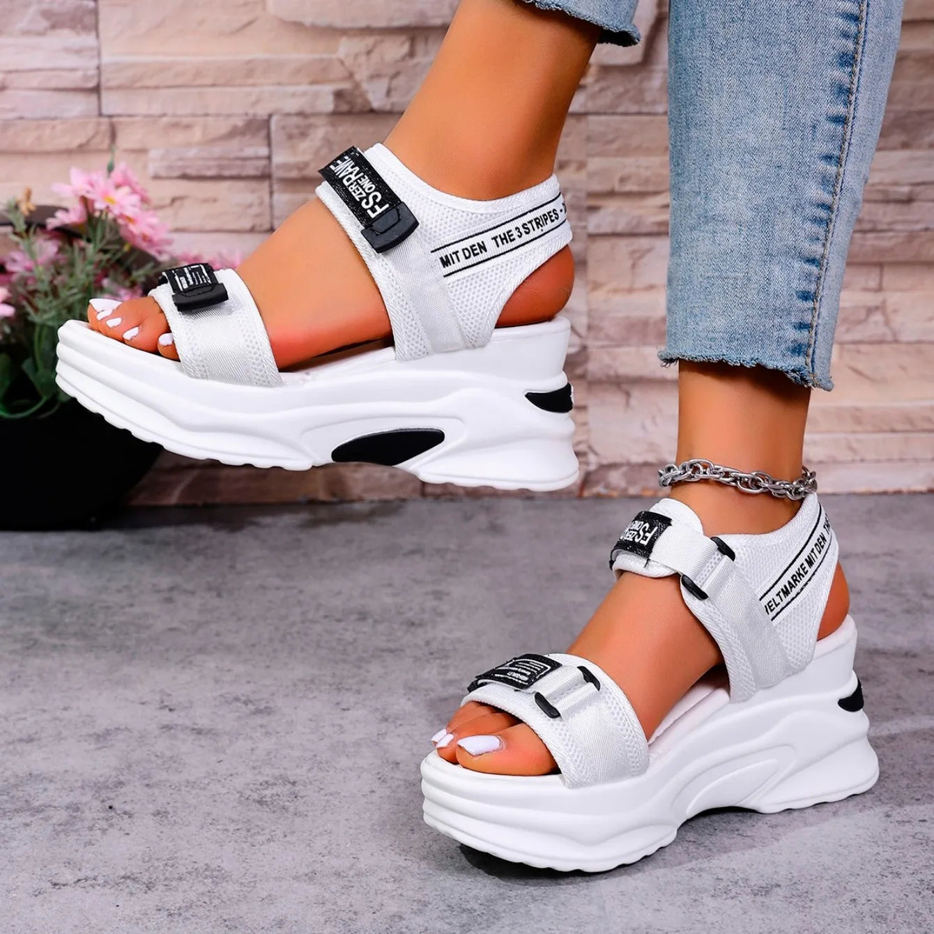 Women Platform Wedge Velcro Sandals