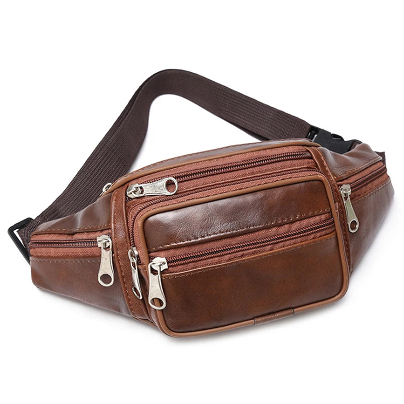 PU Leather Waist Belt Fanny Pack Bag for Men