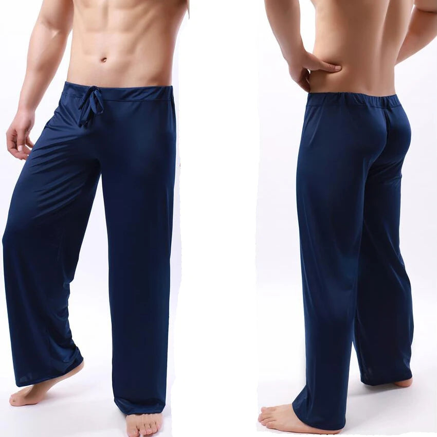 Men Ice Silk Pajama Pants Soft Breathable Sleepwear Trousers