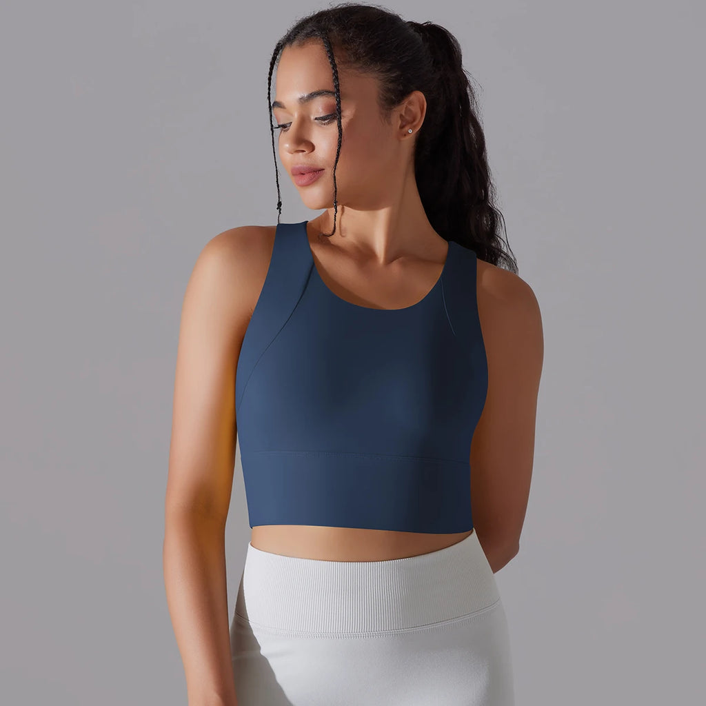 Women Nylon Sports Elastic Crop Top