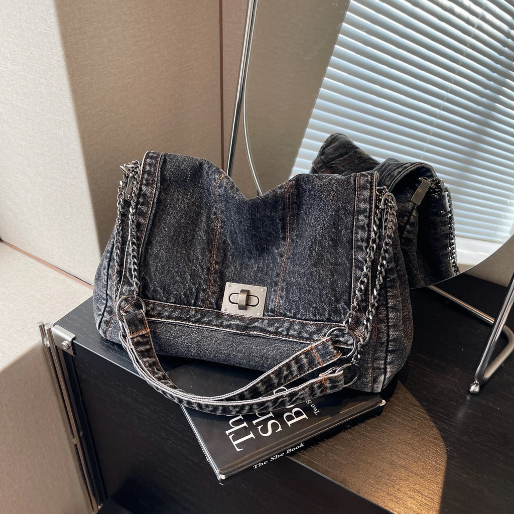 Large Capacity Denim Evening Bag for Women