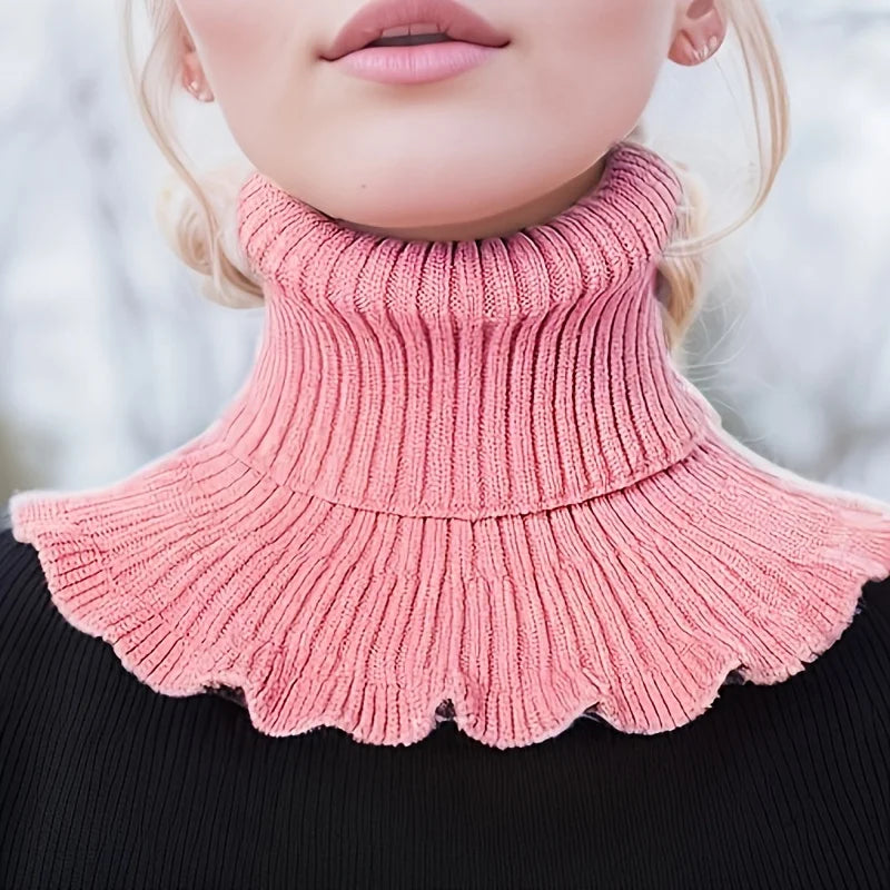 Women Knitted Ruffle Neck Scarf Warm Fashion