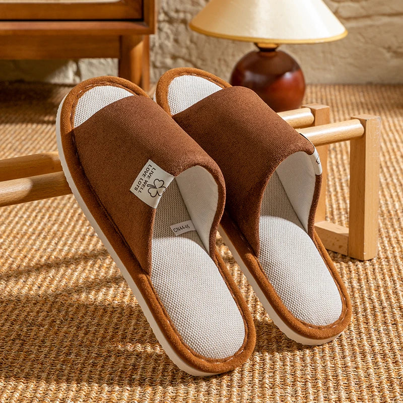 Men Linen Indoor House Slippers
