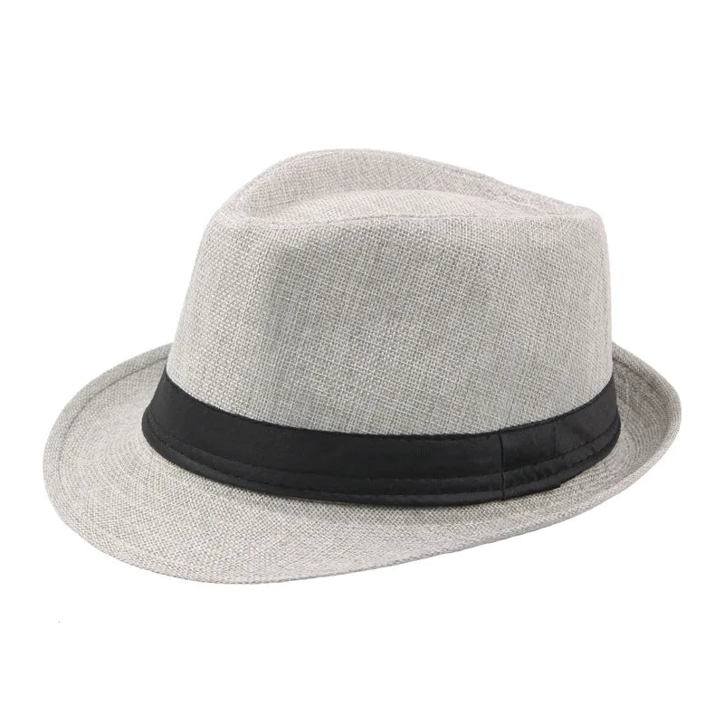 Men Wide Brim Straw Fedora Panama Hat