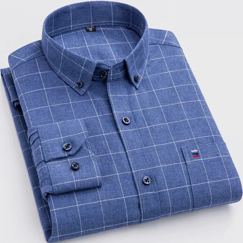 Men’s Cotton Plaid Long Sleeve Shirt