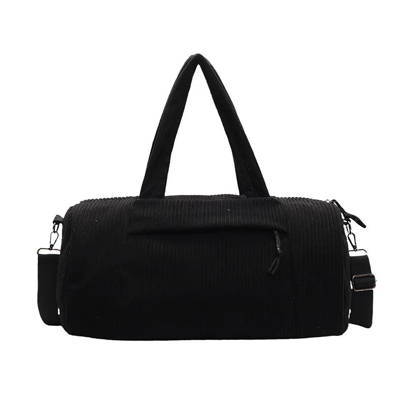 Large Capacity Corduroy Travel Duffle Shoulder Bag for Women