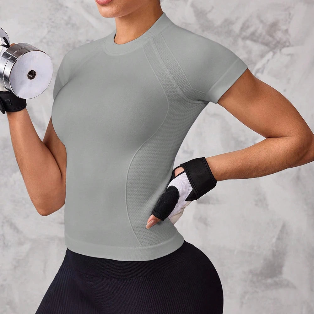 Women Short Sleeve Quick Dry Sports Top for Running and Yoga