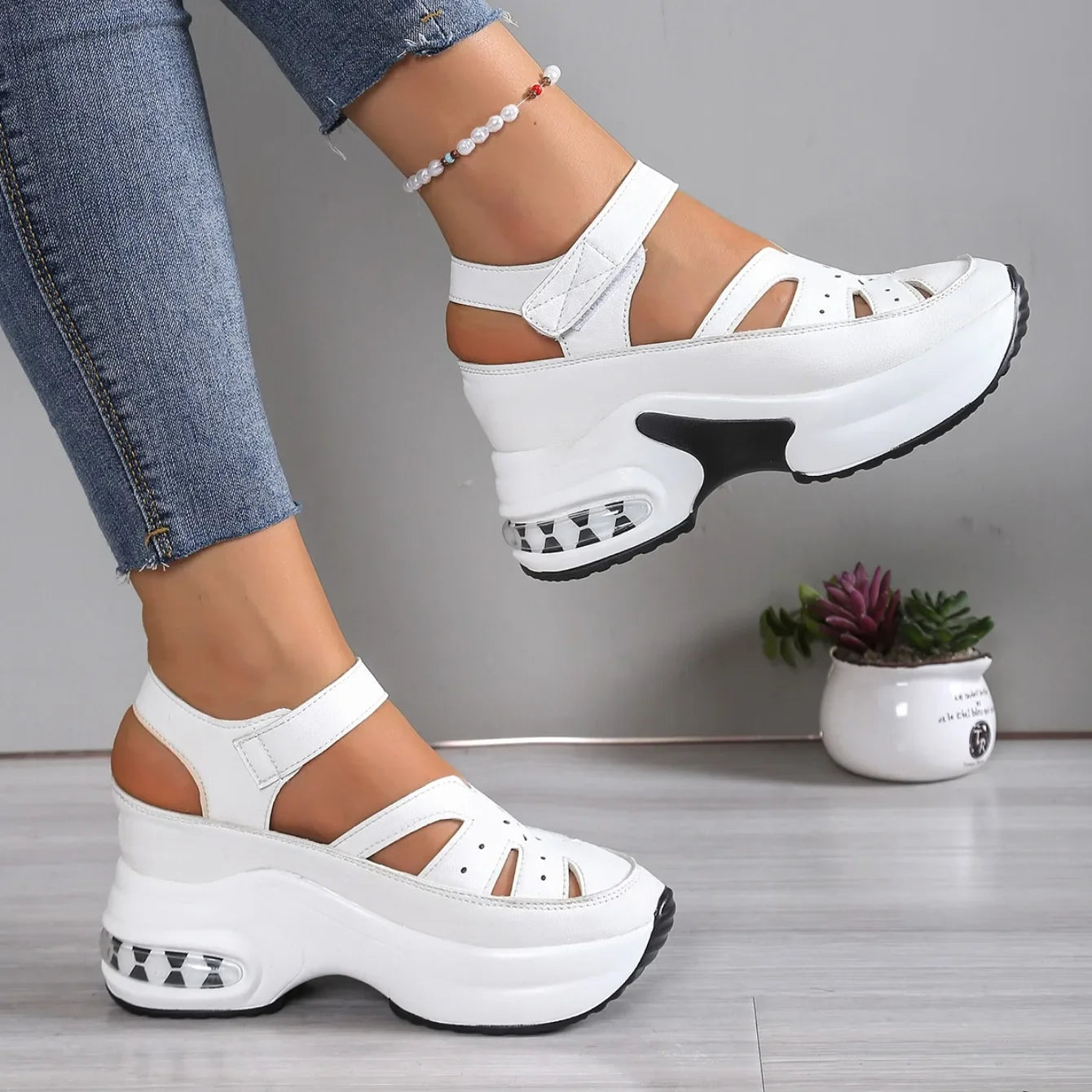 Women New Closed Toe Office Wedge Sandals