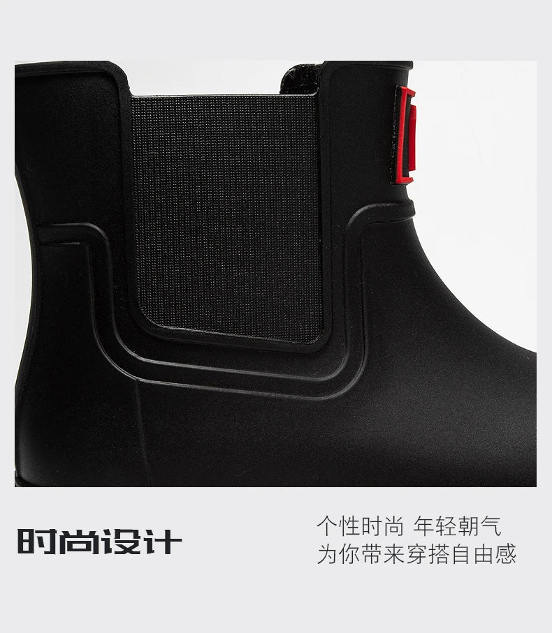 Men's Short-Tube Non-Slip Rain Boots, Fashionable Low-Top Water Shoes, Pvc One-Piece Molded Rain Boots, Waterproof Shoes for Farm Work