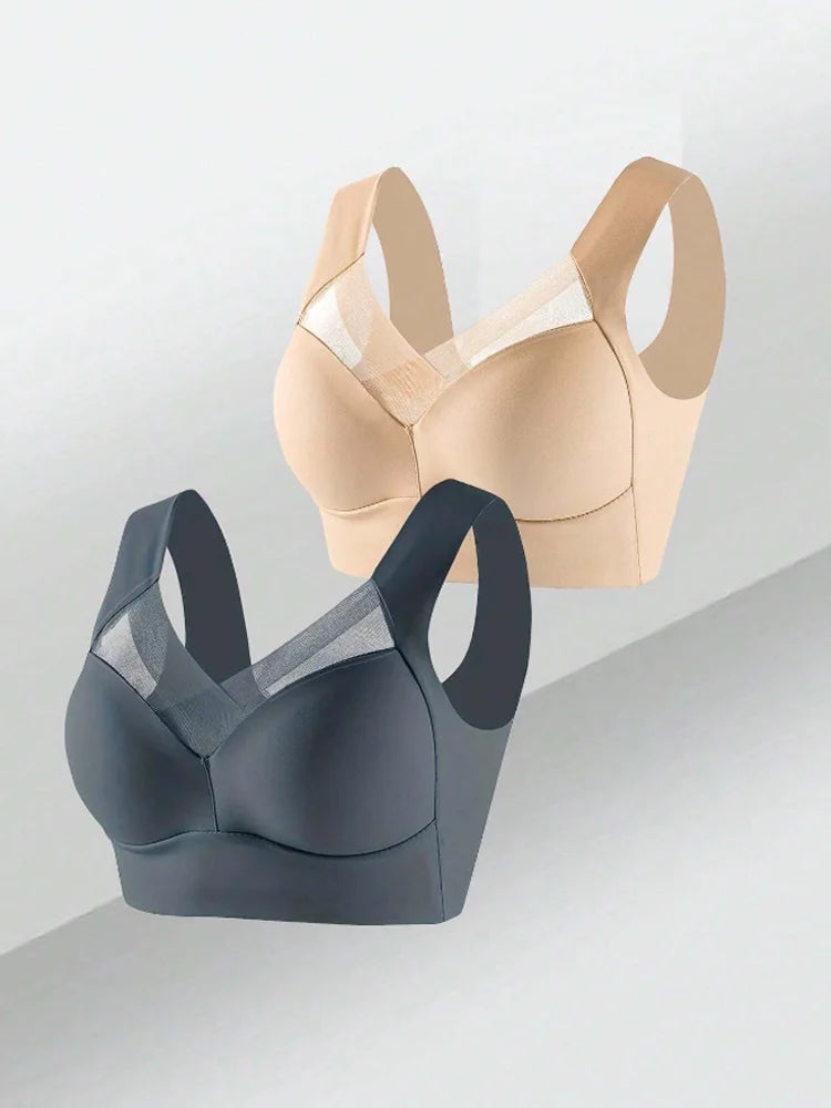 Seamless Lace Wireless Sports Bra Set for Women Plus Size