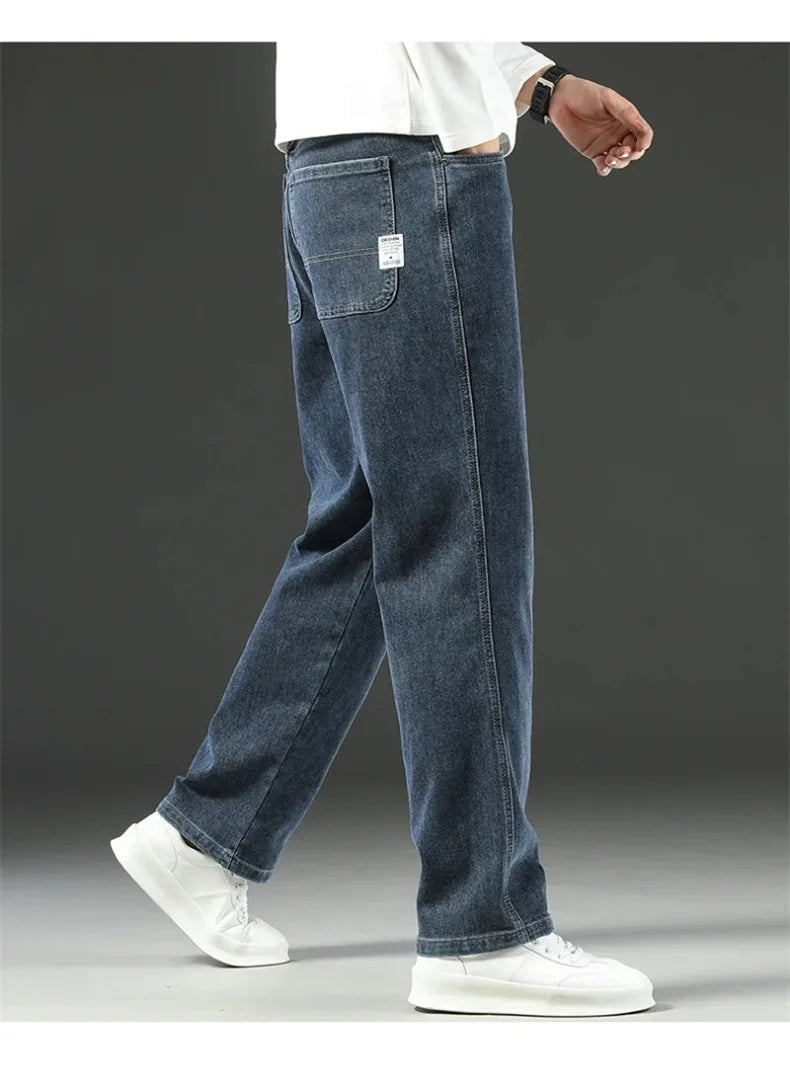 Men Business Casual Wide Leg Jeans