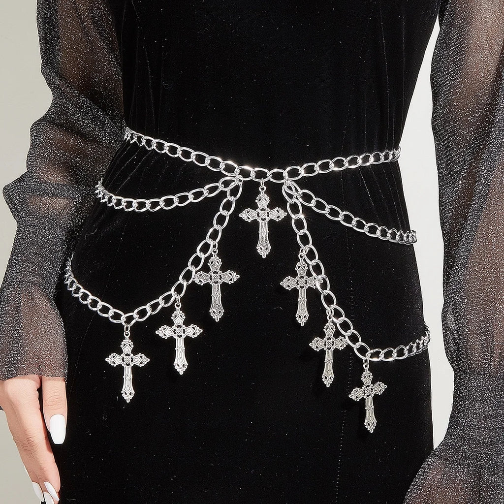Women Cross Waist Chain Punk Body Jewelry Accessory