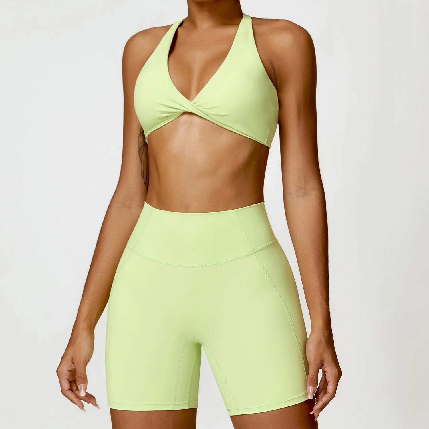 Women Seamless Yoga Set Push Up Sports Bra and High Waist Leggings