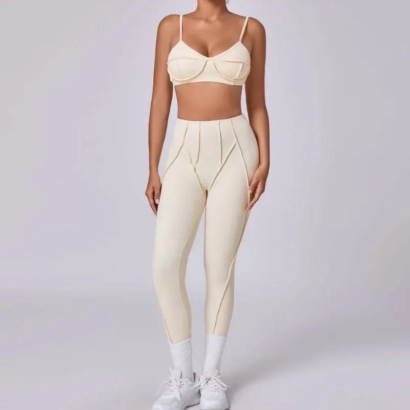 Women Yoga Set Sports Bra and High Waist Shorts Fitness Outfit