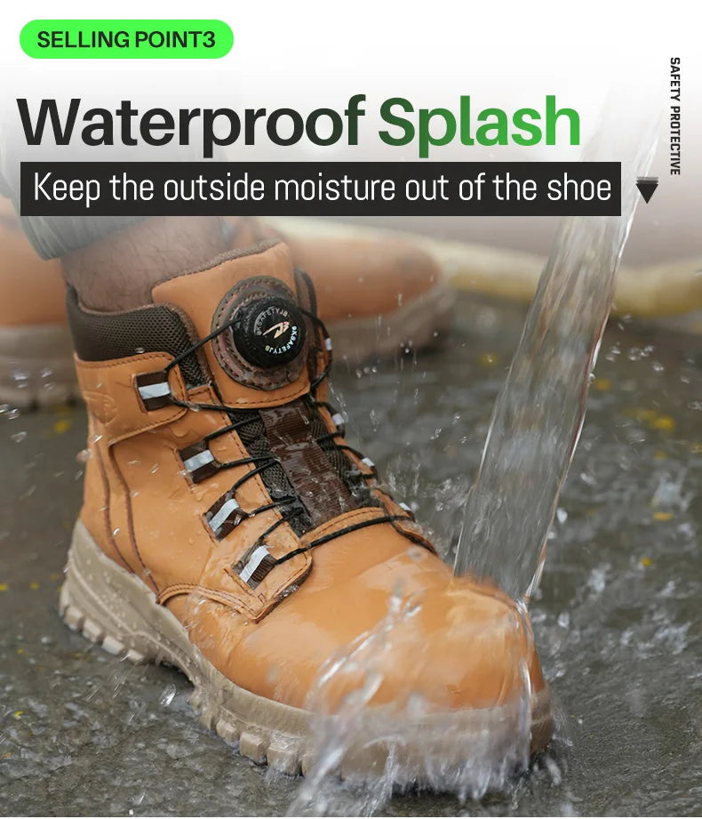 Rotating Button Work Shoes for Men Anti Puncture Protective Boots Sneakers Waterproof Work Safety Shoes Non Slip Steel Toe shoes