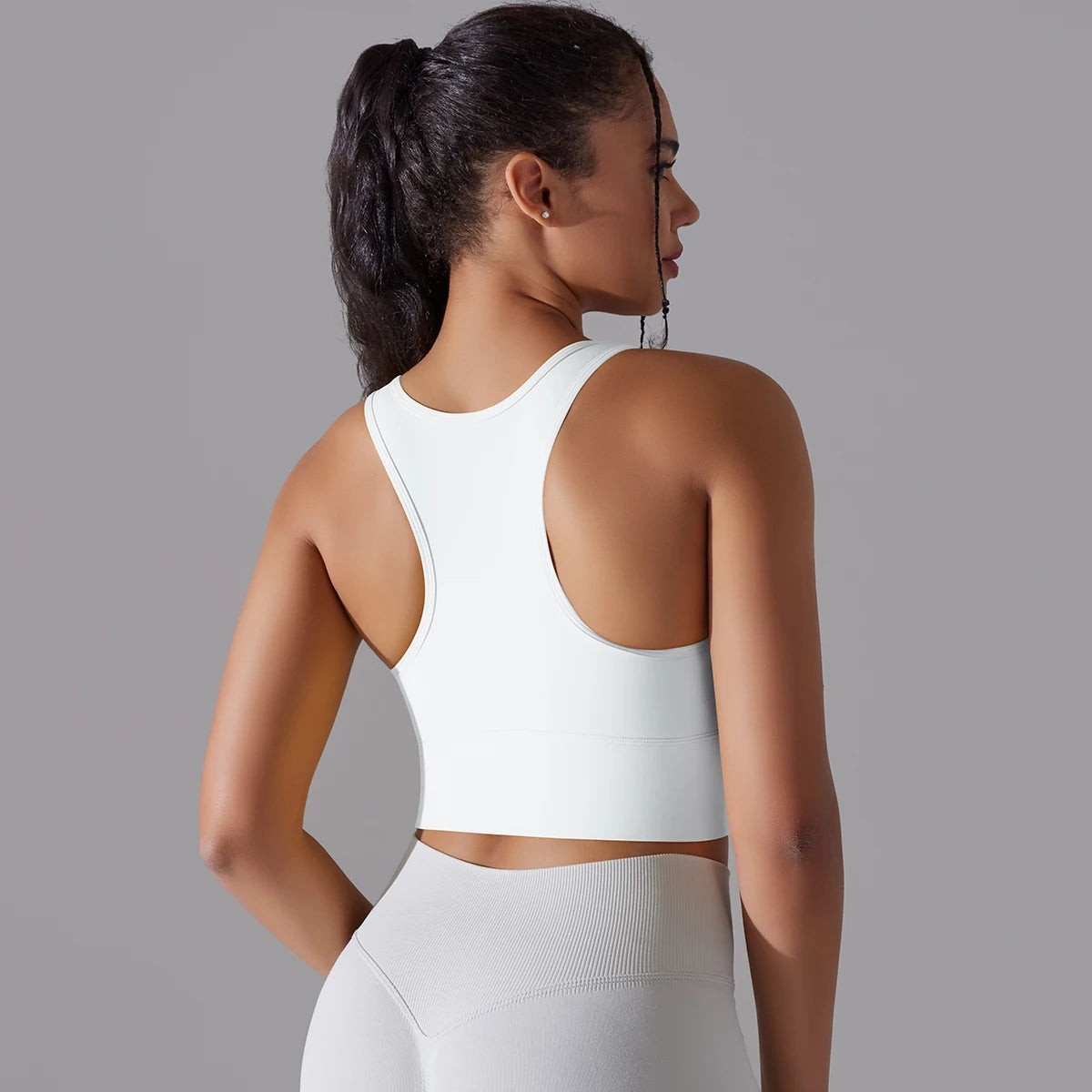 Women Nylon Sports Elastic Crop Top