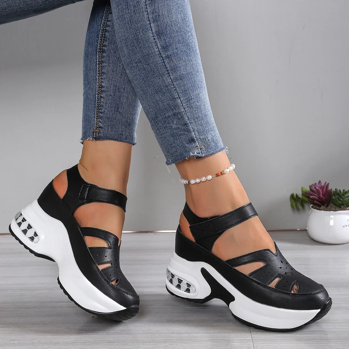 Women New Closed Toe Office Wedge Sandals