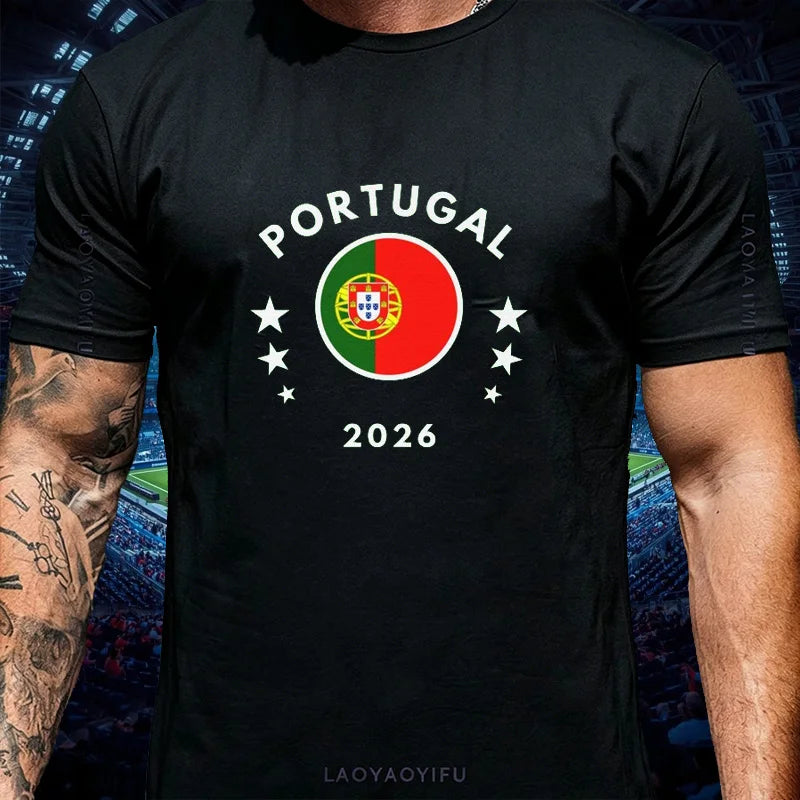 Portugal Football Fan Cotton T Shirt for Men