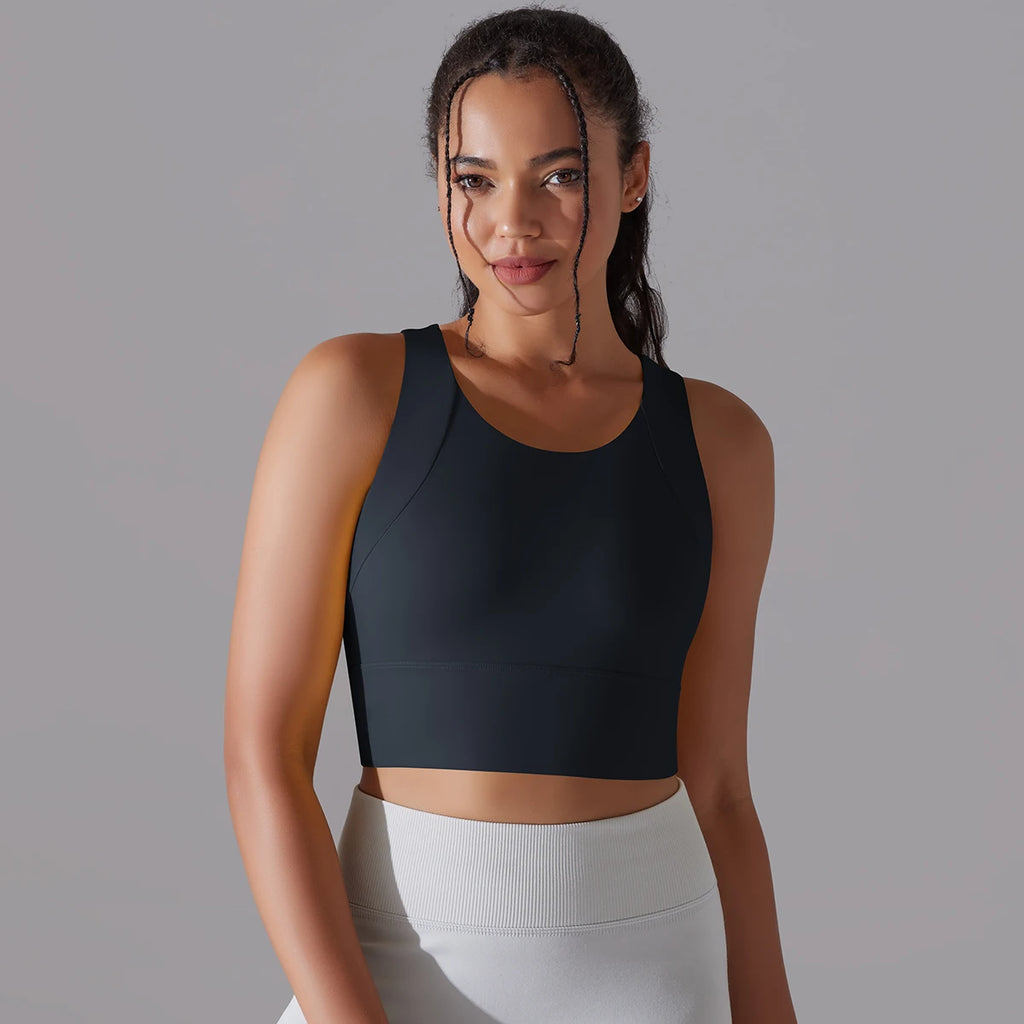 Women Nylon Sports Elastic Crop Top