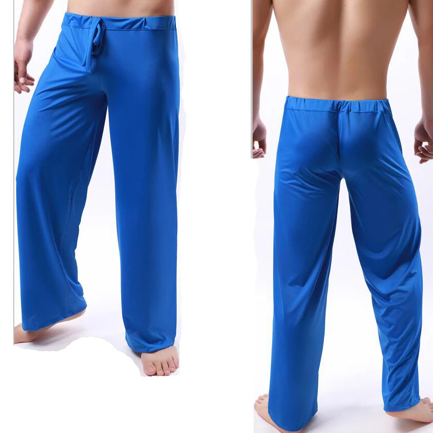 Men Ice Silk Pajama Pants Soft Breathable Sleepwear Trousers
