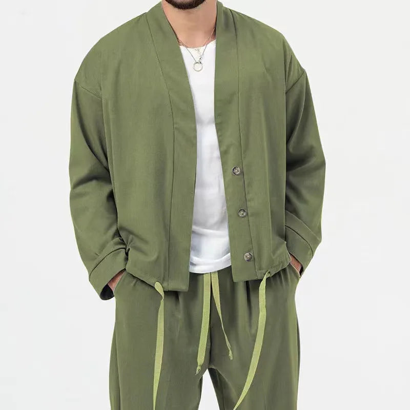 Men Long Sleeve Jacket and Pants Casual Sportswear Set