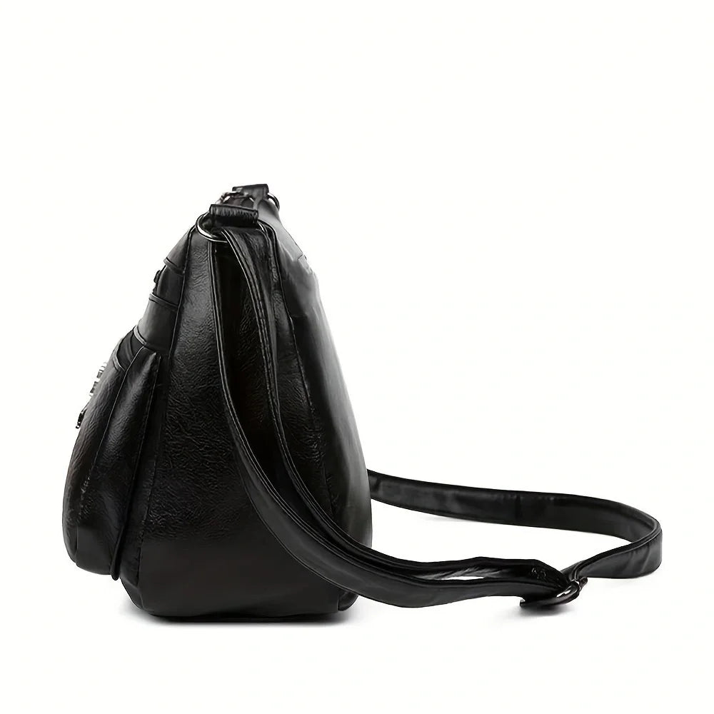Large Capacity PU Leather Multi Pocket Crossbody Bag for Women