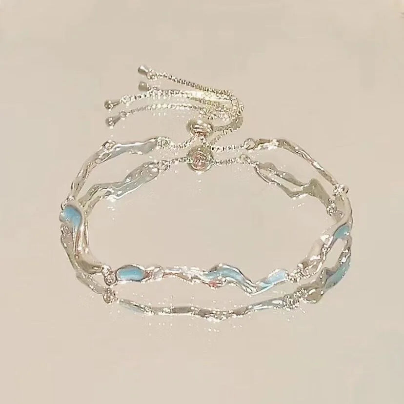 Women Cherry Blossom Butterfly Adjustable Bracelet Jewelry