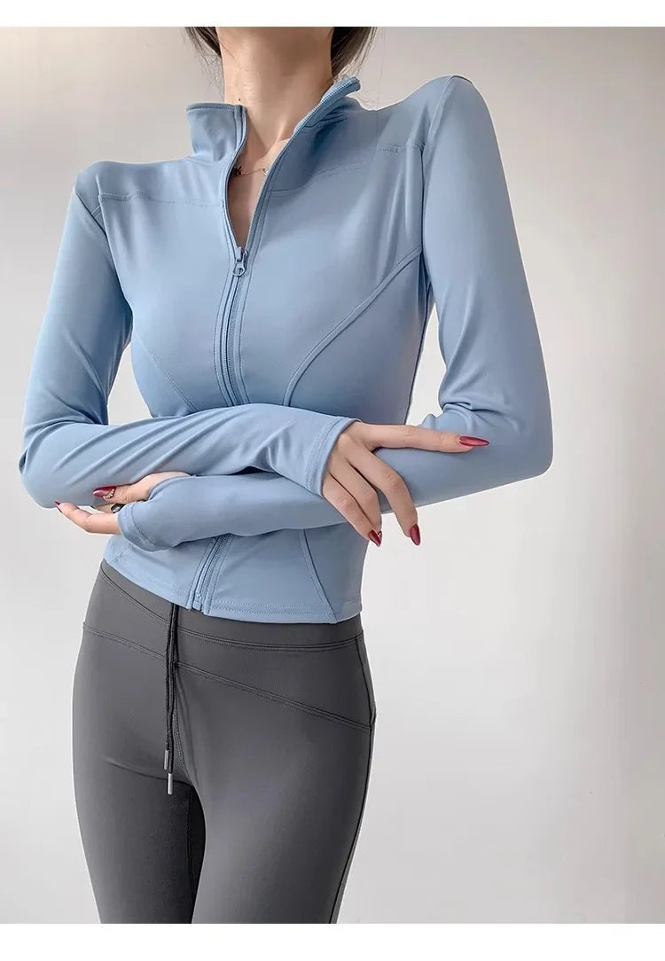 Women Quick Dry Zip Up Jacket Long Sleeve Coat