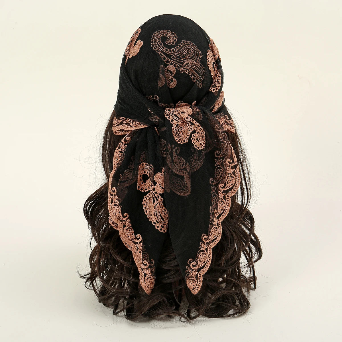 Lace Paisley Embroidery Bandana Square Scarf