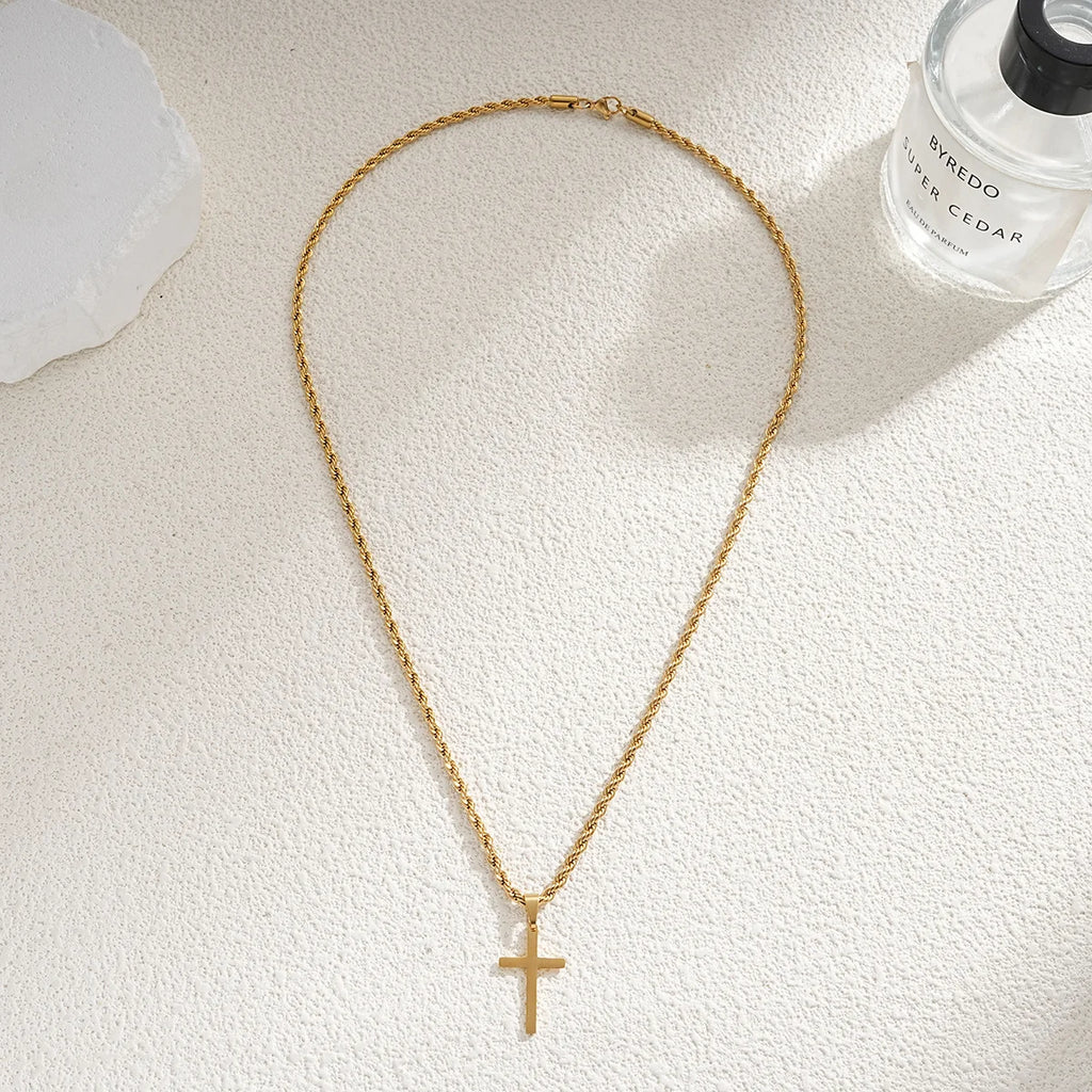 Men Stainless Steel Cross Pendant Necklace
