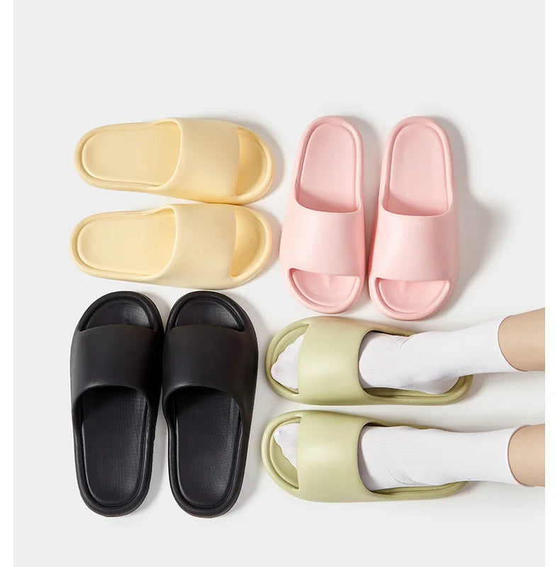 Men's Classy  Slippers for Women's Home Use Thick-Soled Indoor Summer Bread Sandals for Men's Couples Bathroom Bathing Non-Slip Slippers