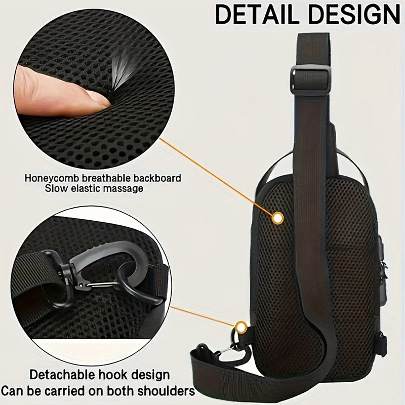 Oxford Fabric Sling Crossbody Chest Bag for Men