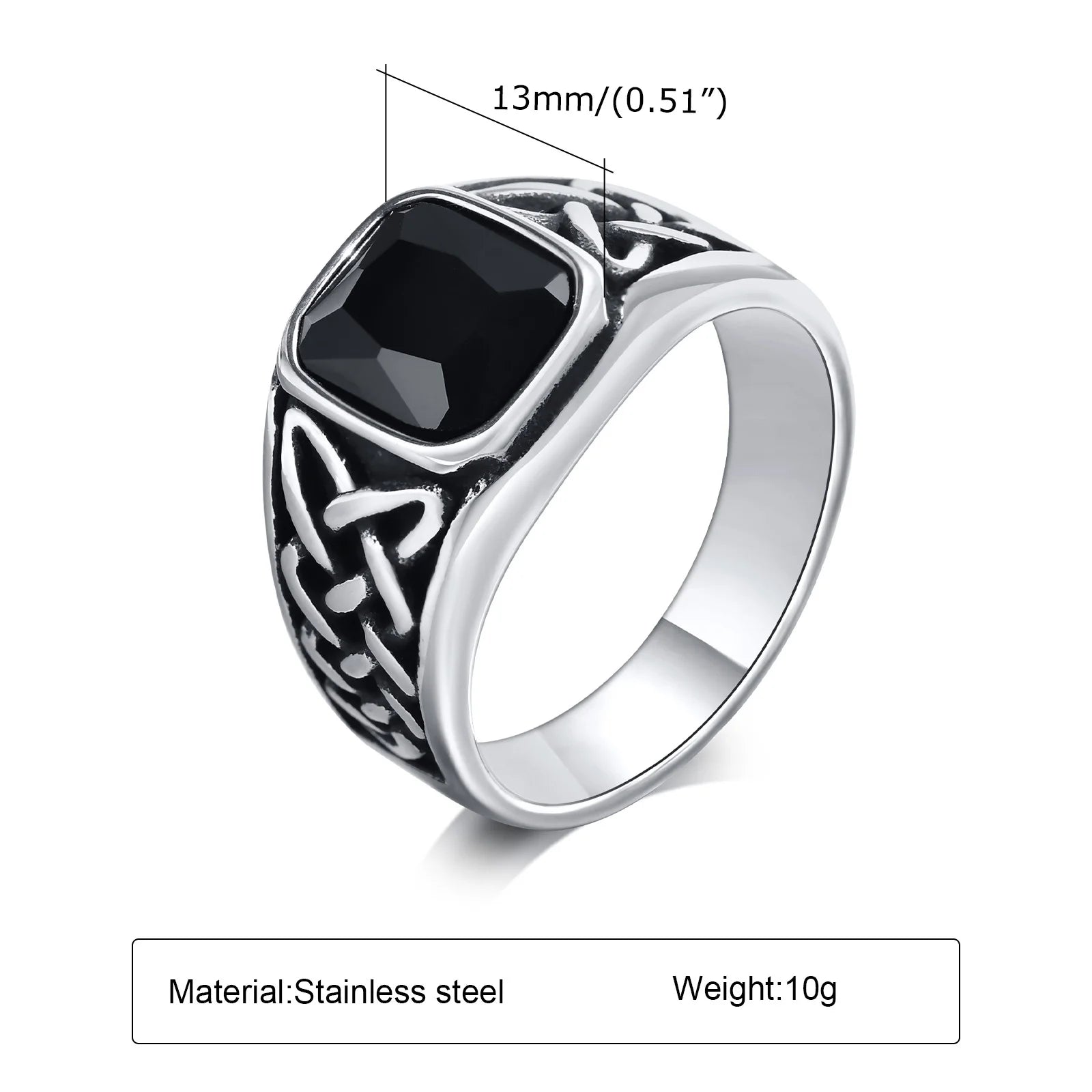 Men Viking Knot Rune Geometric Signet Ring Jewelry