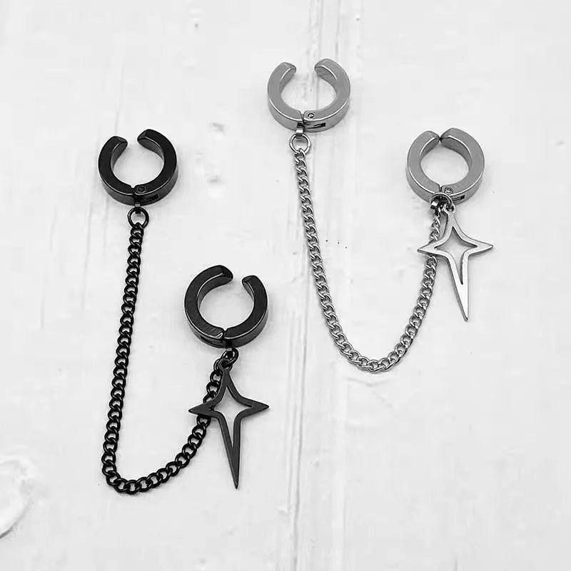 Men Minimalist Star Clip On Earrings
