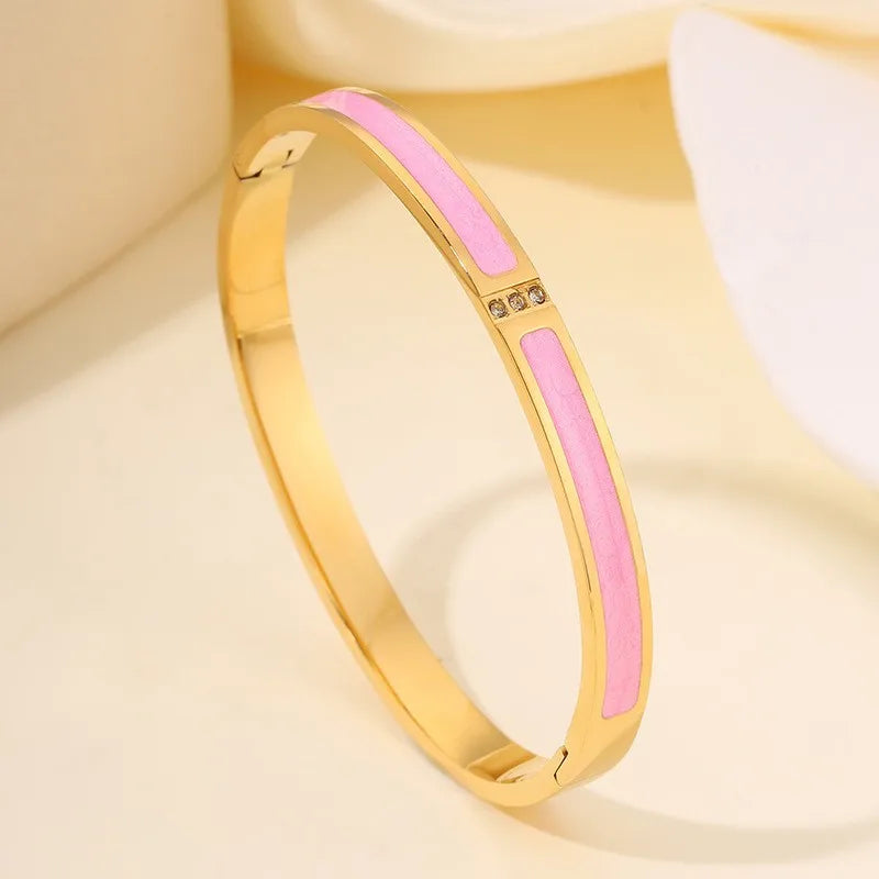 Women Zircon Stainless Steel Stackable Bracelet Set Fashion Jewelry