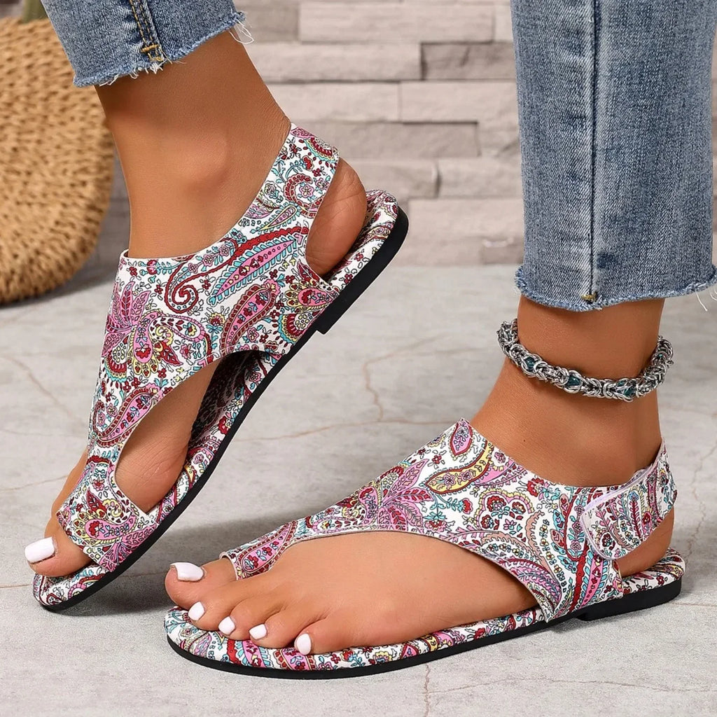 Women Printed Bohemia Roman Style Flat Sandals