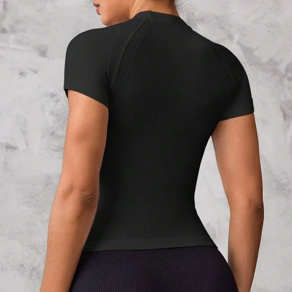 Women Short Sleeve Quick Dry Sports Top for Running and Yoga