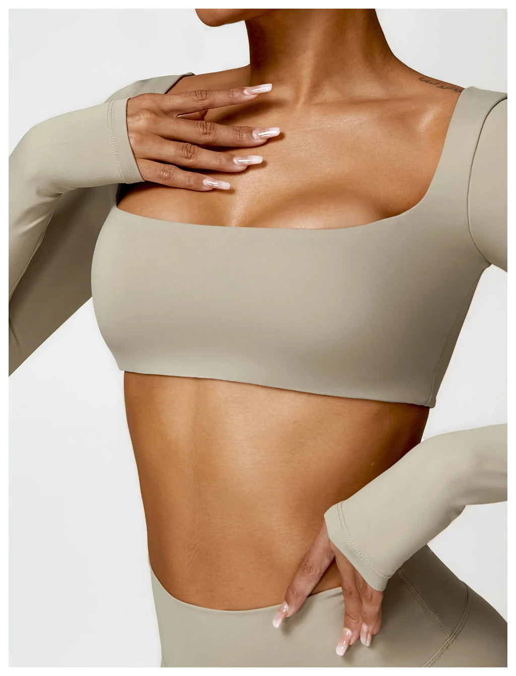 Women 2 Piece Yoga Set Long Sleeve Sports Top and Leggings