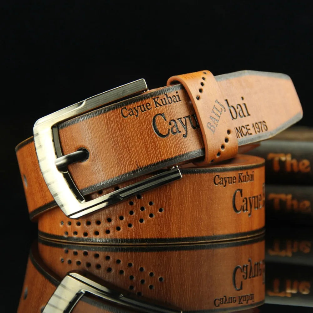 Men Vintage Leather Letter Print Belt