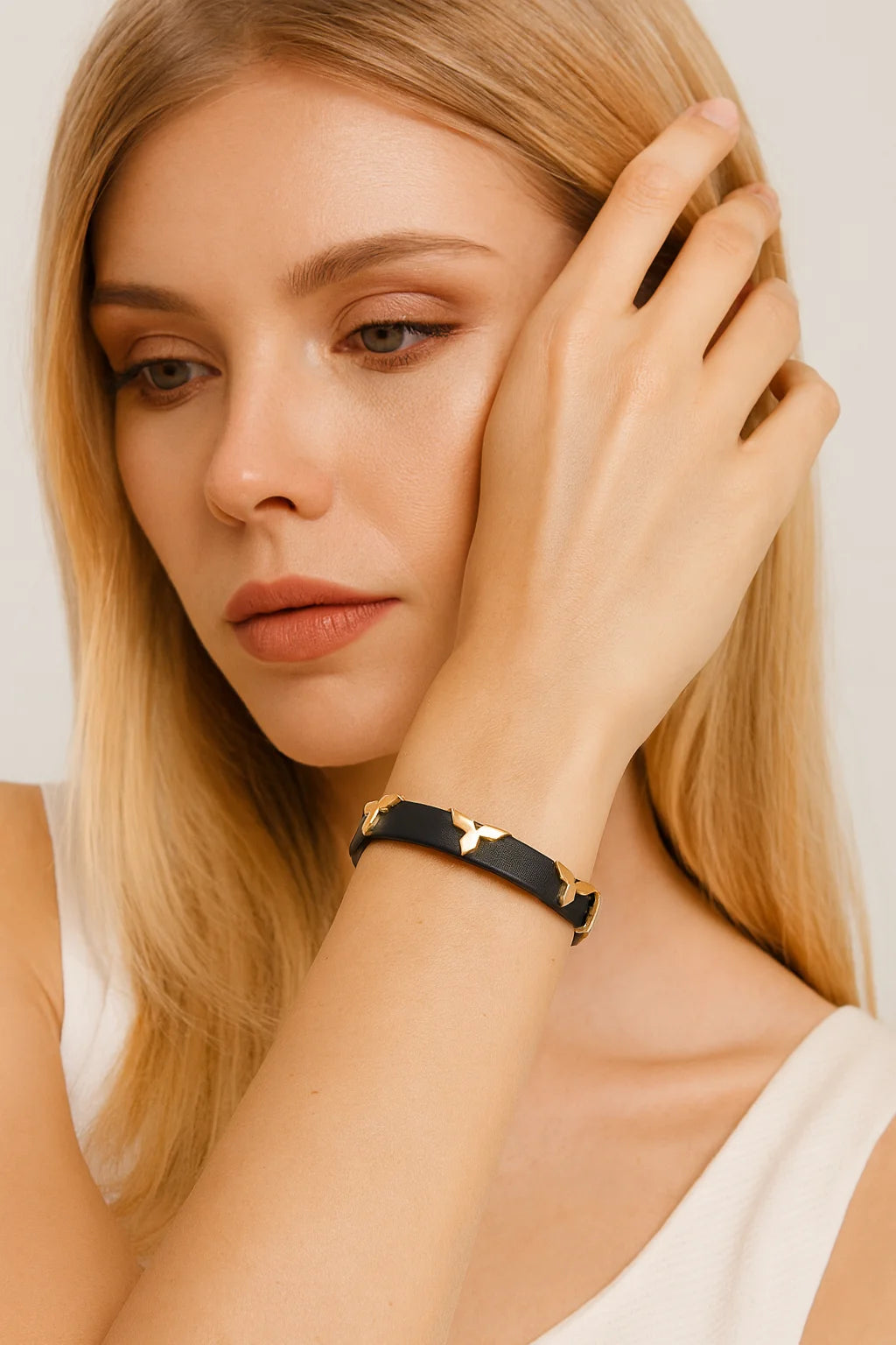 Women Leather Butterfly Stud Adjustable Bracelet Fashion Jewelry