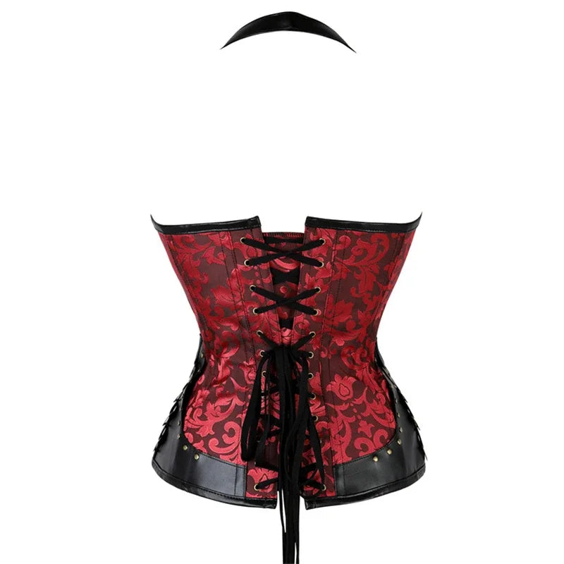 Steampunk Corset Top Halter Sexy Leather Korset Women Gothic Punk Overbust Corsets and Bustiers Medieval Retro Corselet