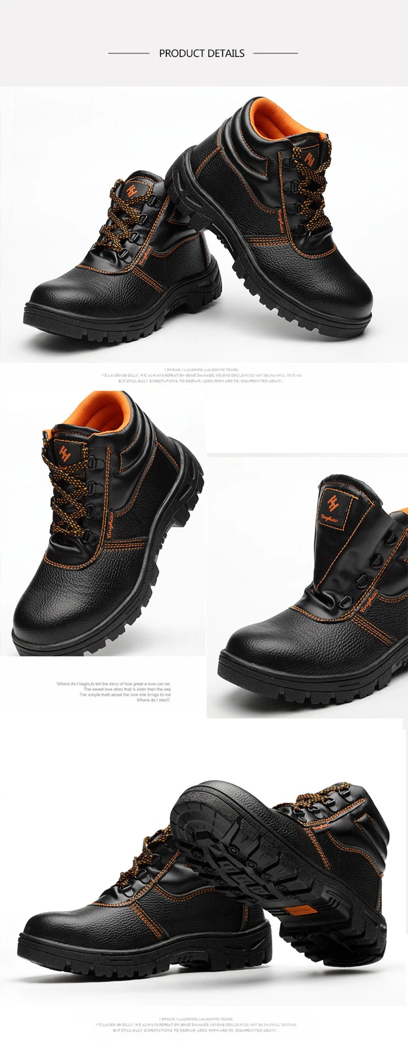 Wear-resisting Men Work Boots Anti-smash Anti-puncture Work Sneakers Waterproof Boots Indestructible Protective Tactical Boots