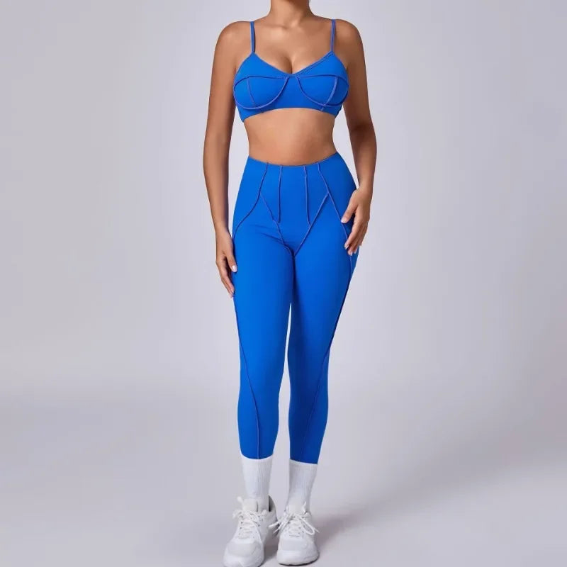Women Yoga Set Sports Bra and High Waist Shorts Fitness Outfit