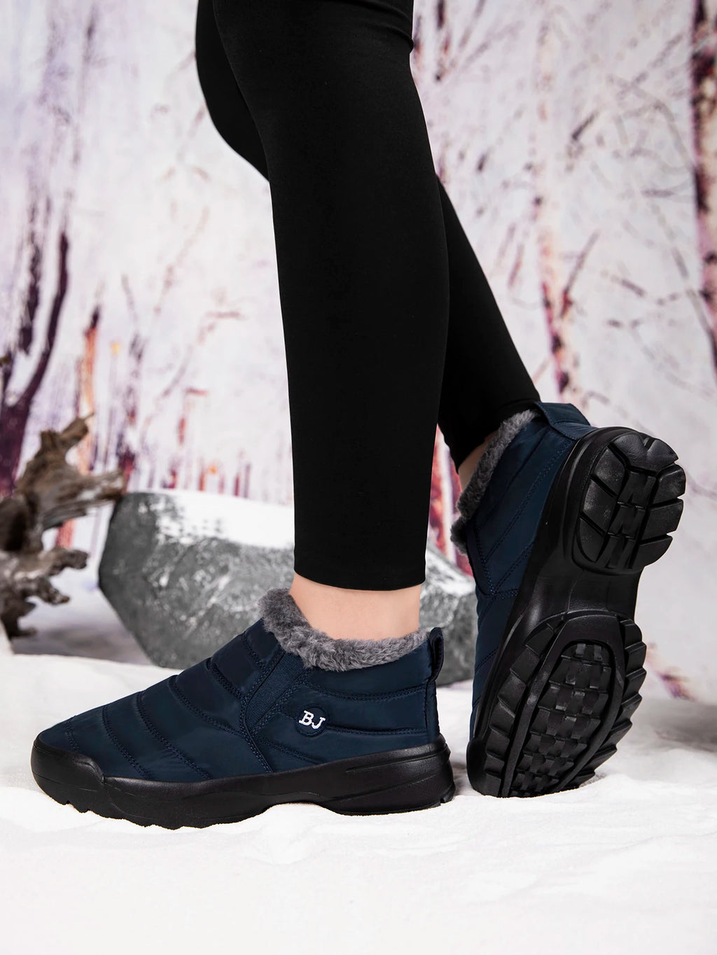 Men's Snow Boots, Winter Warm Shoes, Fuzzy Lining Windproof Hiking Boots, Winter Insulated Shoes, Fuzzy Lining Windproof Hiking Boots