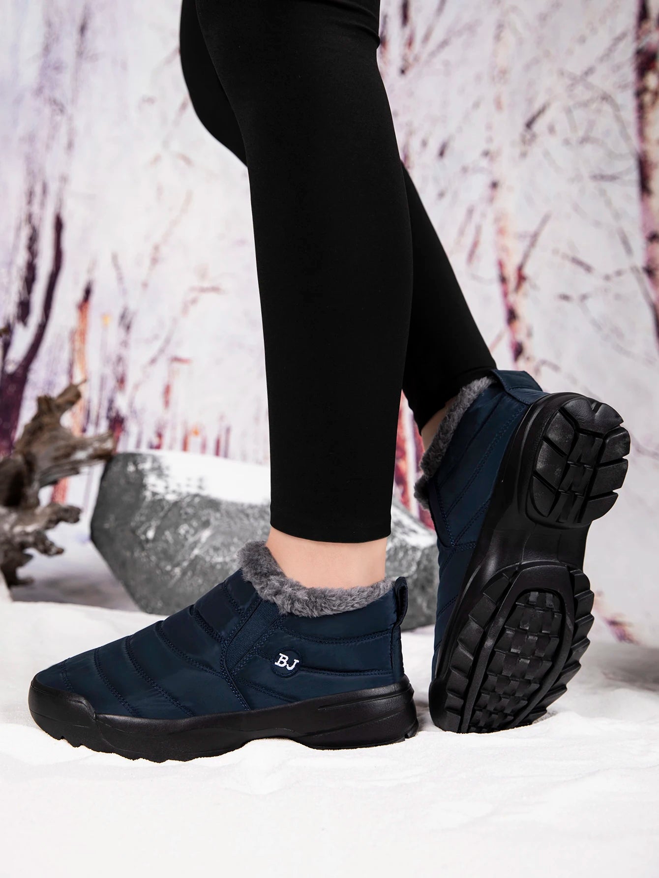 Men's Snow Boots, Winter Warm Shoes, Fuzzy Lining Windproof Hiking Boots, Winter Insulated Shoes, Fuzzy Lining Windproof Hiking Boots