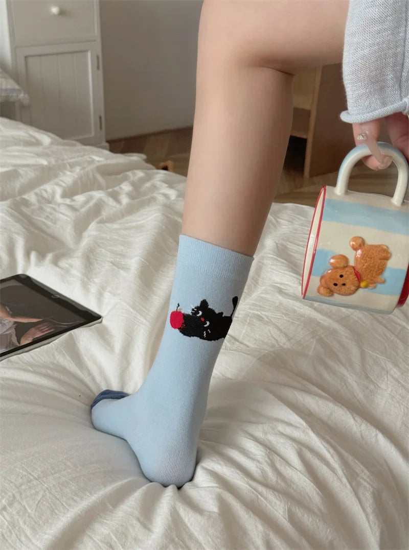 Cute Cartoon Cotton Long Socks for Women